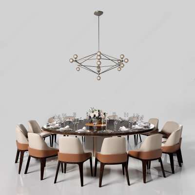 现代餐桌椅组合3D模型下载